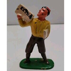 Lead toy figure, Barclay, Paper boy. Great Colors.